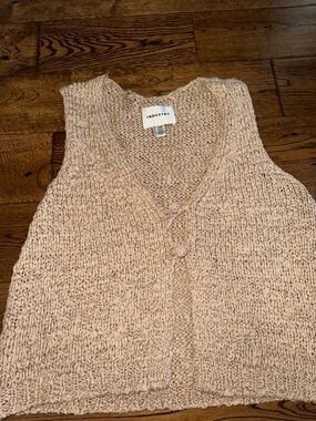 Industry Tan Knit Sweater Vest Cardigan Size Large